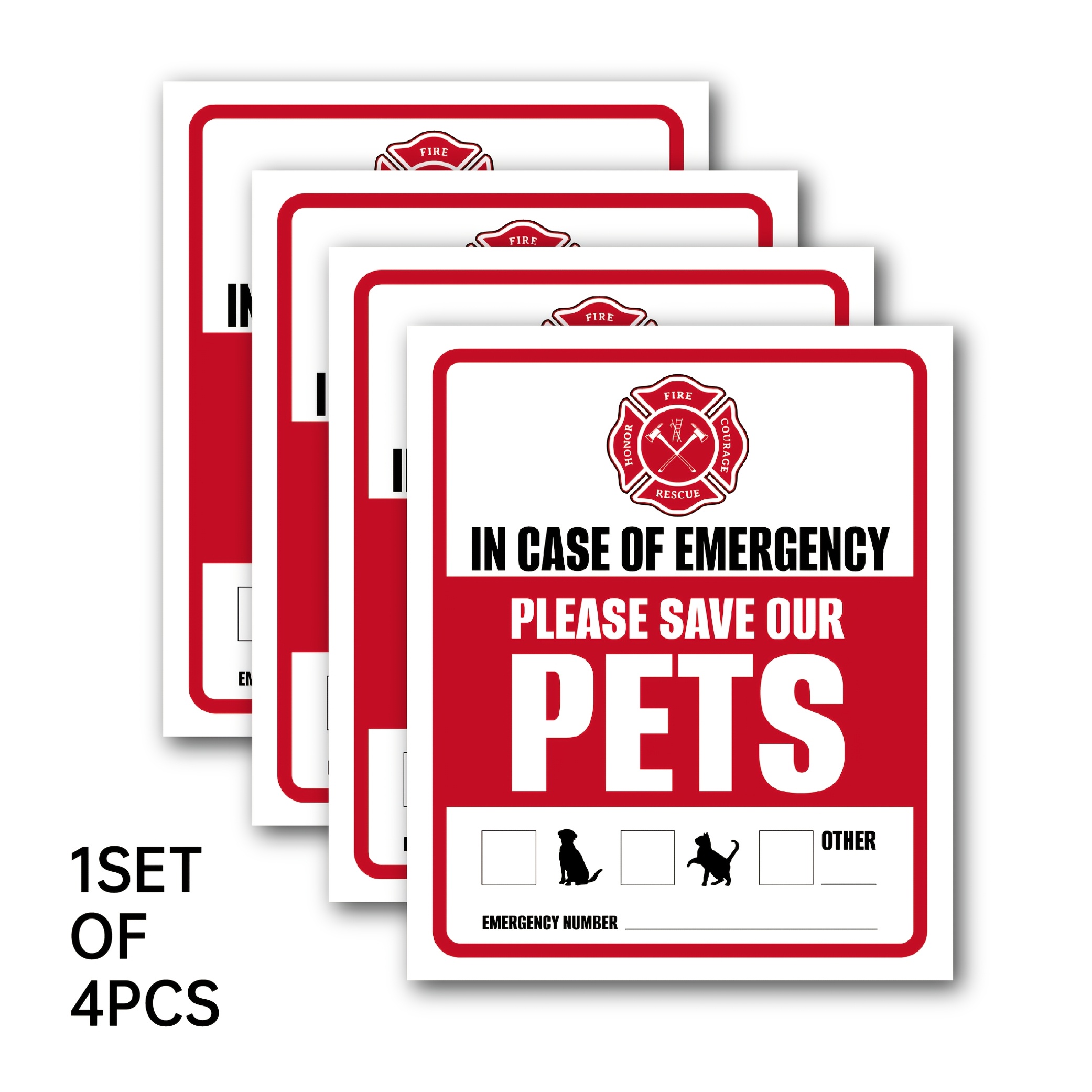 4 Pcs Emergency Pet Alert Stic - Sticker Sheet Set ulasan dan harga