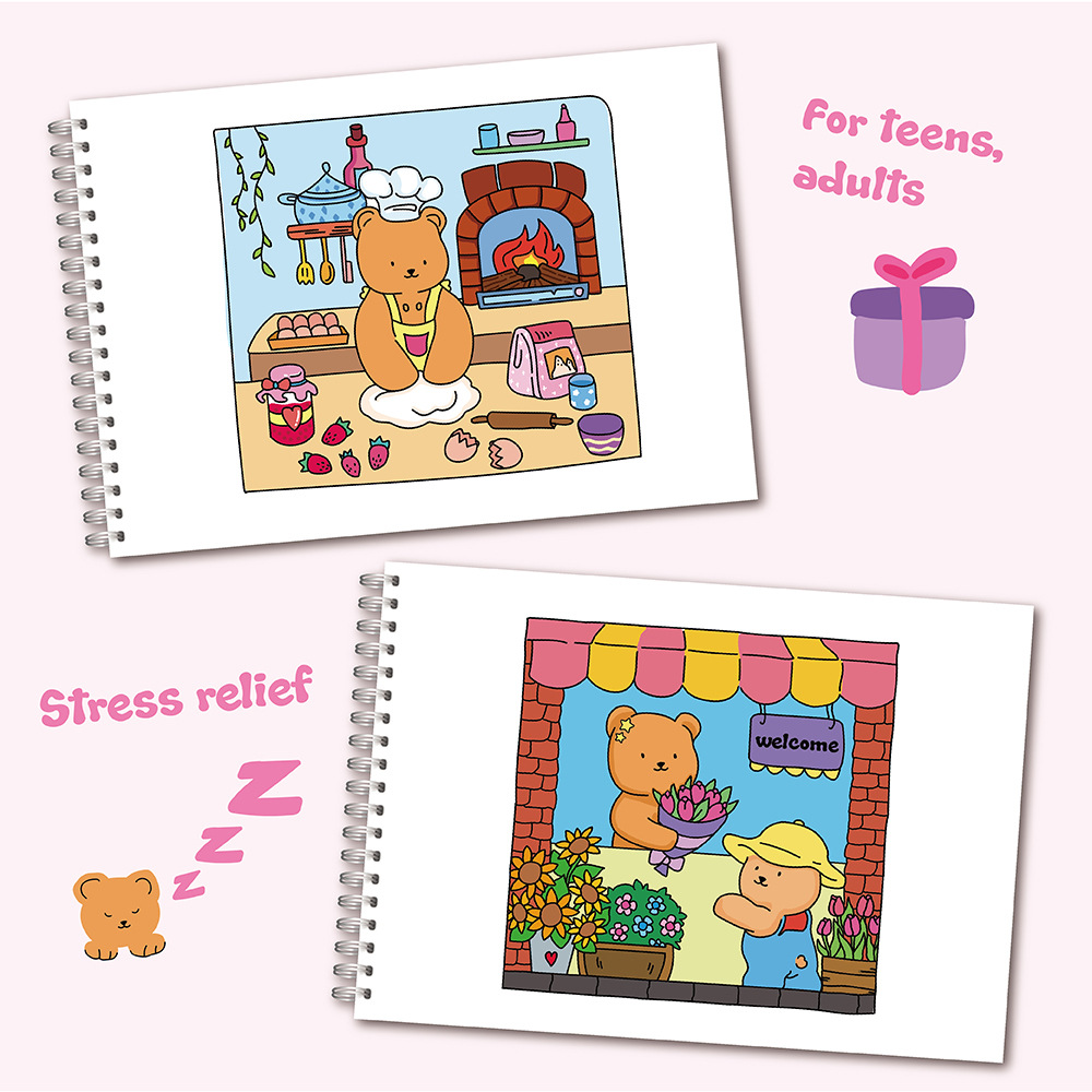 Adorable Bear Coloring Book Se - Sticker Sheet Set ulasan dan harga