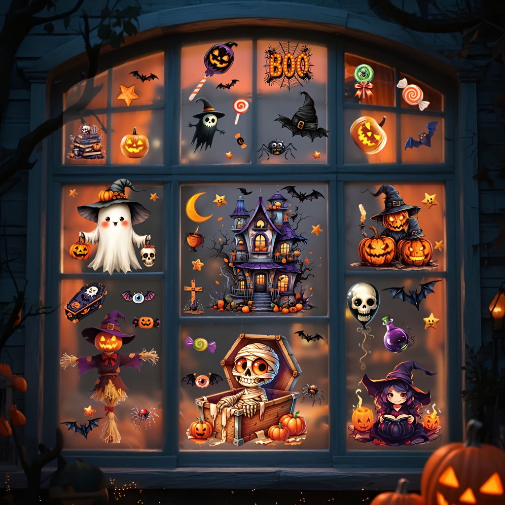 10 Sheets 3D Halloween Window  - Sticker Sheet Set ulasan dan harga
