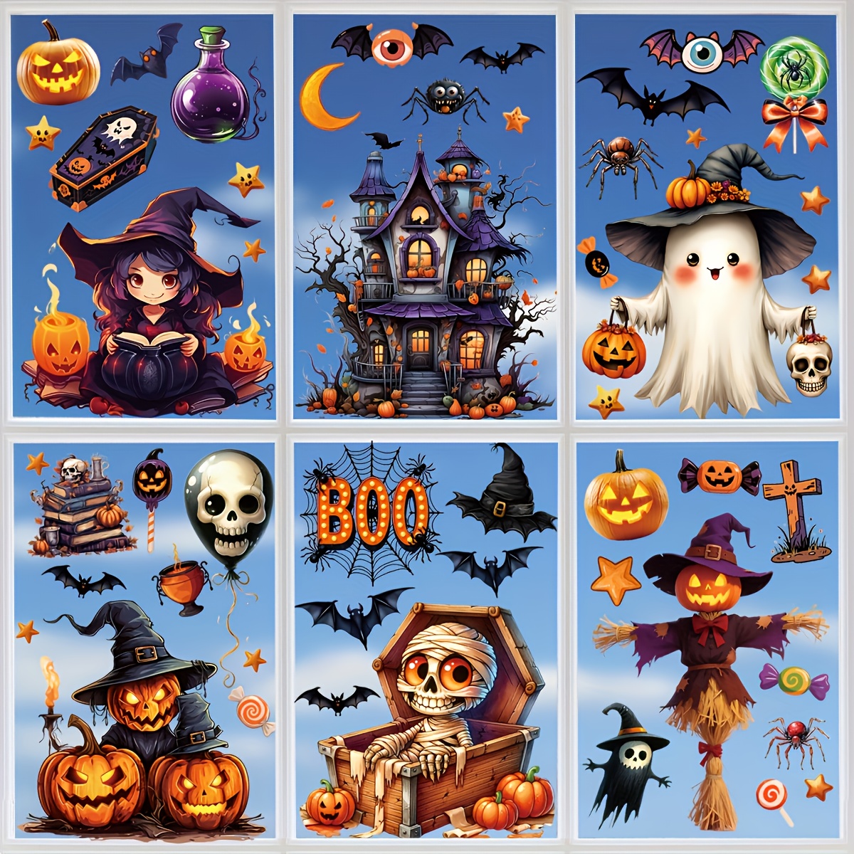 10 Sheets 3D Halloween Window  - Sticker Sheet Set ulasan dan harga