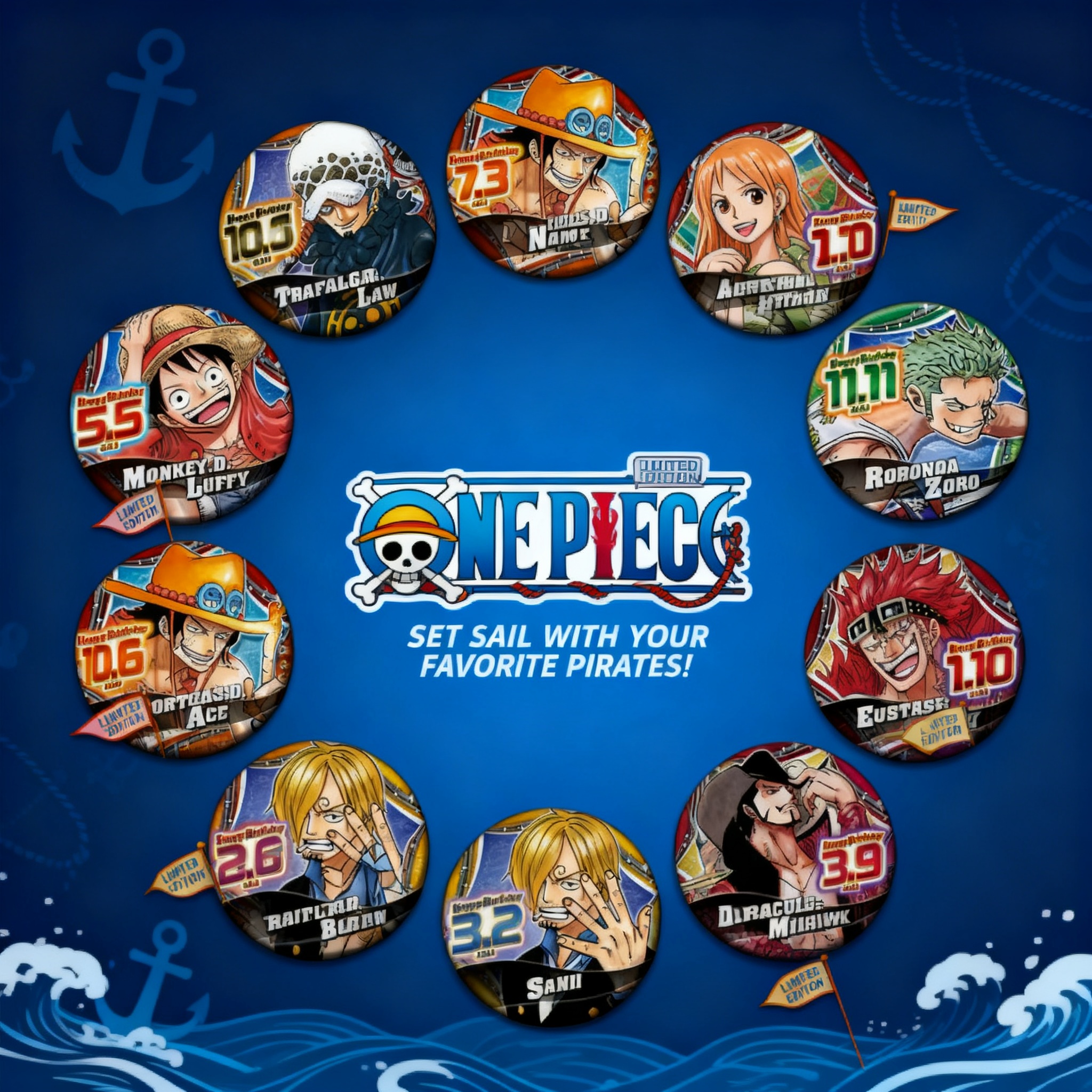 One Piece Anime Badge Collecti - Anime Convention Merchandise ulasan dan harga